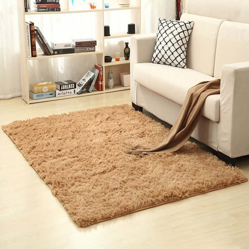 Soft Plain Area Rug - Machine Washable Carpet for Living Room & Bedroom