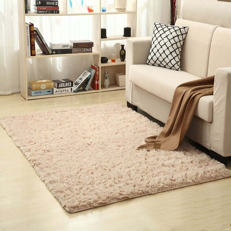 Soft Plain Area Rug - Machine Washable Carpet for Living Room & Bedroom