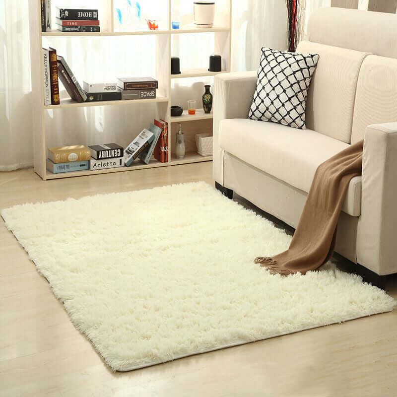 Soft Plain Area Rug - Machine Washable Carpet for Living Room & Bedroom