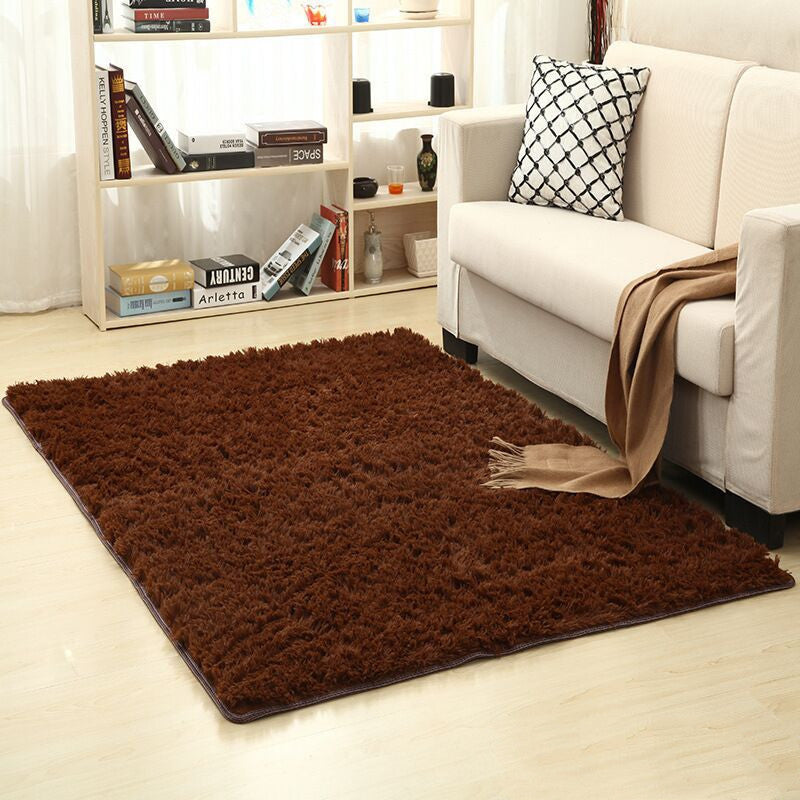 Soft Plain Area Rug - Machine Washable Carpet for Living Room & Bedroom