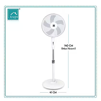Knight 16" Pedestal Fan, Matt Finish With Rotary Knob, Heavy Round Base White or Black